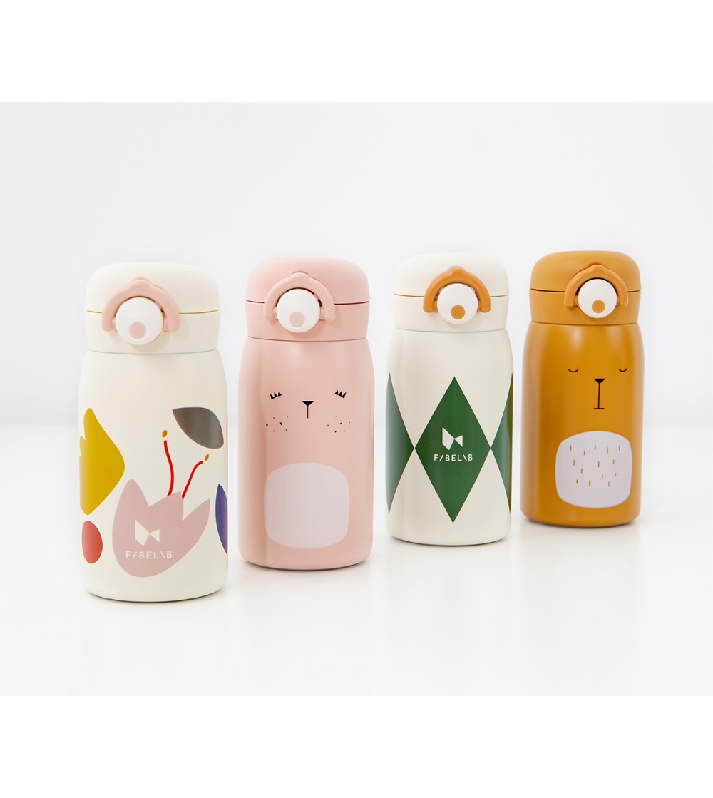 BOTELLA TÉRMICA DE ACERO BUNNY OLD ROSE FABELAB