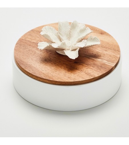 CAJA DECORATIVA DE MADERA CON FLOR DE PALMERA DE CERÁMICA NAMÚ DE ANOQ