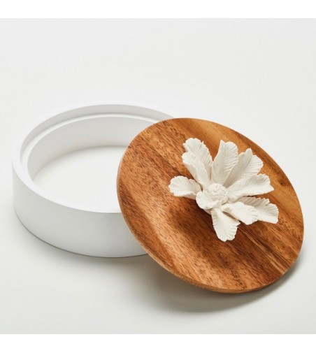 CAJA DECORATIVA DE MADERA CON FLOR DE PALMERA DE CERÁMICA NAMÚ DE ANOQ