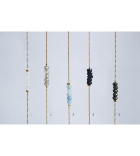 PULSERAS DE CUENTAS DE MINERALES AGUAMARINA