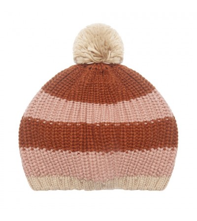 Cosy Striped Knitted Beret Pink 3-6 años rockahula kids