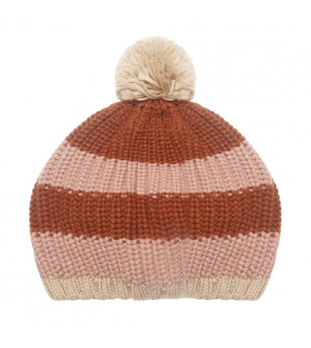 Cosy Striped Knitted Beret Pink 3-6 años rockahula kids