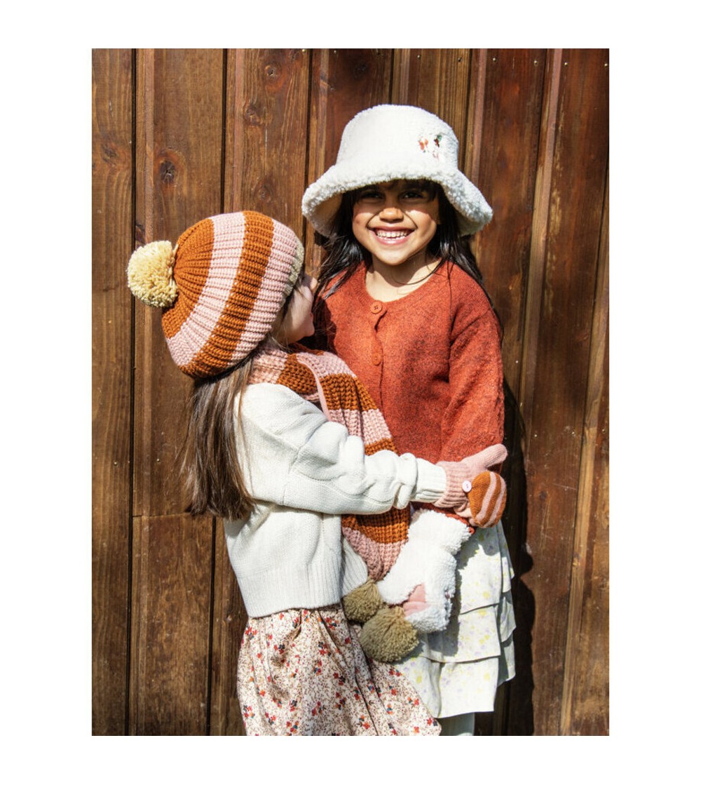 Cosy Striped Knitted Beret Pink 7-10 años rockahula kids