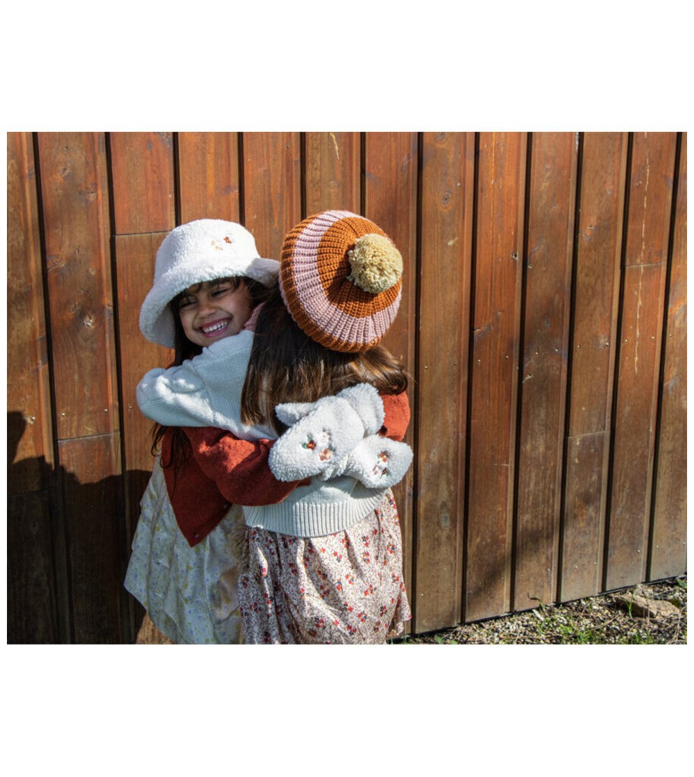 Cosy Striped Knitted Beret Pink 7-10 años rockahula kids