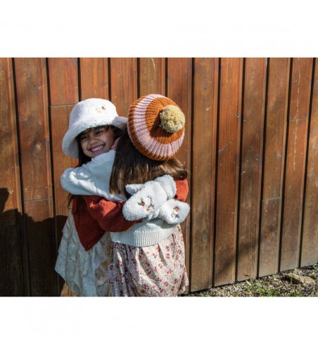 Cosy Striped Knitted Beret Pink 7-10 años rockahula kids