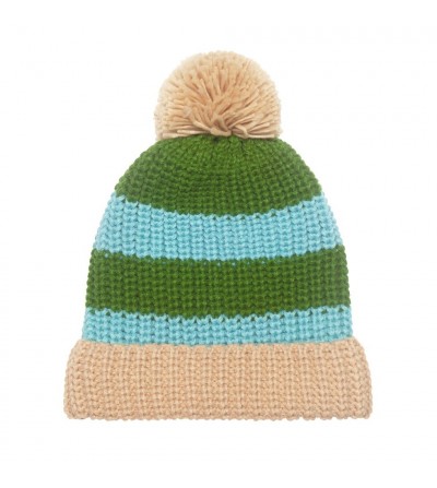 Cosy Striped Knitted Hat Green 7-10 años rockahula kids