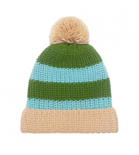 Cosy Striped Knitted Hat Green 7-10 años rockahula kids