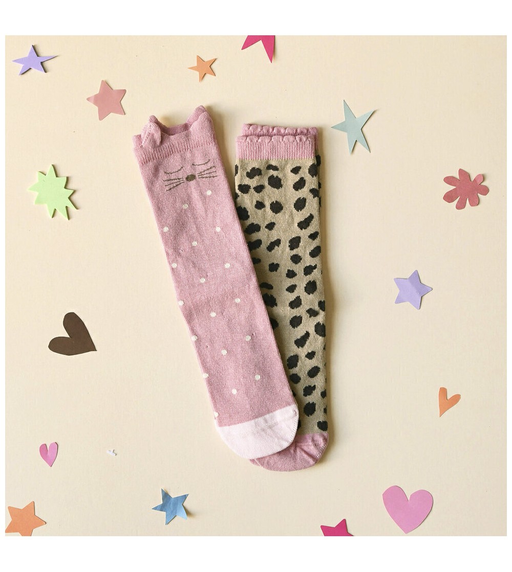 Clara Cat Leopard 2 Pack Socks rockahula kids