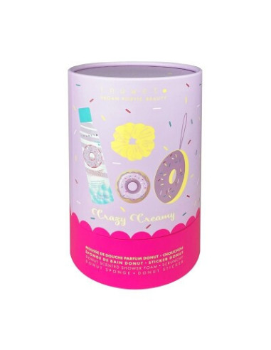 SET DE BAÑO SWEET PINK - espuma de ducha fresa, esponja, scrunchie y sticker