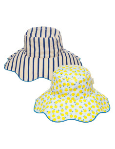 Sombrero de sol reversible a rayas Lemon Drop