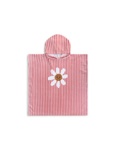 Poncho de playa - Rojo/Blanco - Daisy Flower - 65 x 65 cm