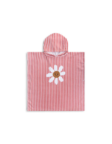 Poncho de playa - Rojo/Blanco - Daisy Flower - 65 x 65 cm
