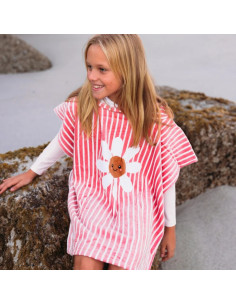 Poncho de playa - Rojo/Blanco - Daisy Flower - 65 x 65 cm 2