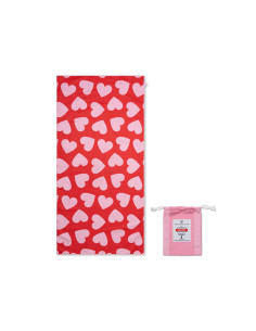 toalla de playa microfibra - rojo - hearts - 135 x 65 cm