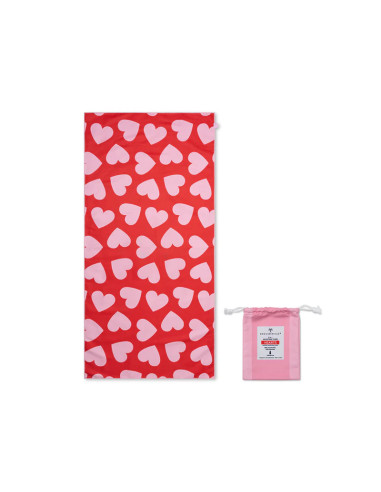toalla de playa microfibra - rojo - hearts - 135 x 65 cm