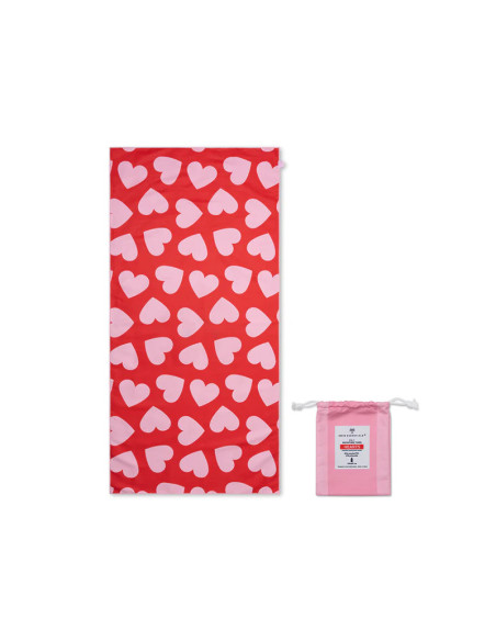 toalla de playa microfibra - rojo - hearts - 135 x 65 cm