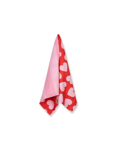 toalla de playa microfibra - rojo - hearts - 135 x 65 cm
