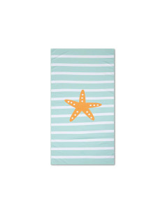 toalla de playa microfibra - verde/blanco - estrellas - 170 x 90 cm