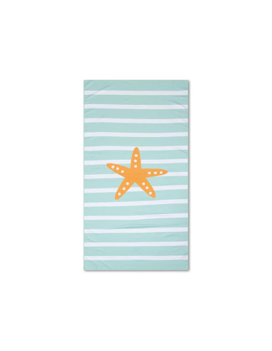 toalla de playa microfibra - verde/blanco - estrellas - 170 x 90 cm