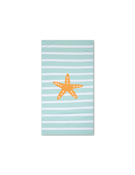 toalla de playa microfibra - verde/blanco - estrellas - 170 x 90 cm