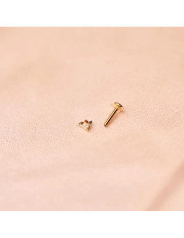Piercing de oreja de acero inoxidable con circonia