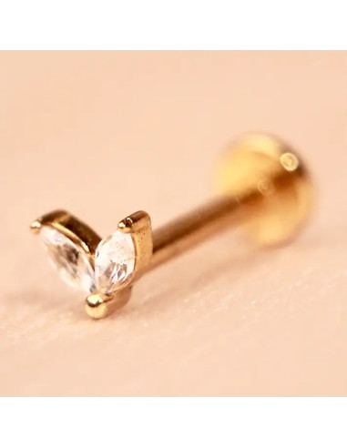 Piercing de oreja de acero inoxidable con circonia